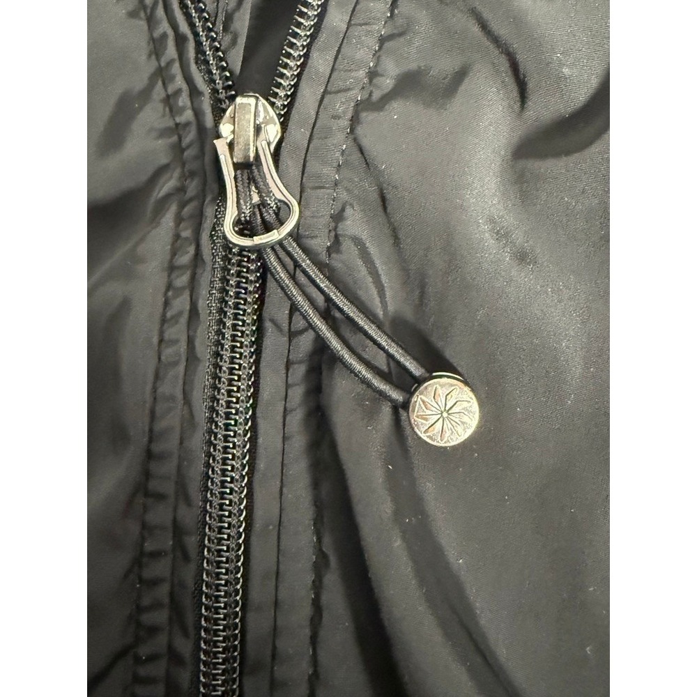 Athleta Womens Black Hooded Windbreaker Jacket Cinched Waist Full Zip Size Large - Picture 4 of 10